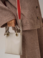 Сумка кожаная кросс-боди Deboro 30347 бежевая ваниль