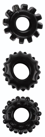 Набор из 3 черных эрекционных колец SET OF 3 COCKRINGS (Цвет: черный)