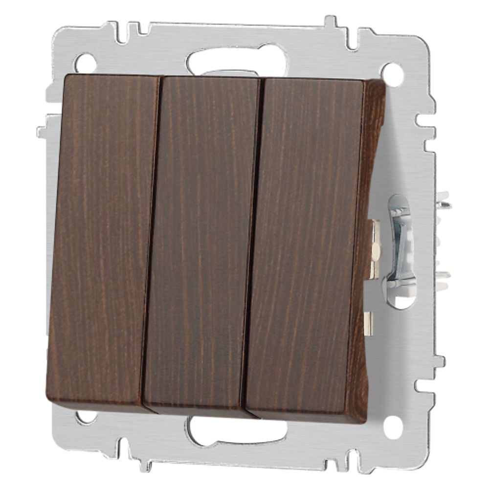 Выключатель Intro Accent 6-106-10 тройной, 10А-250В, IP20, СУ, AL/CU, венге | Intro