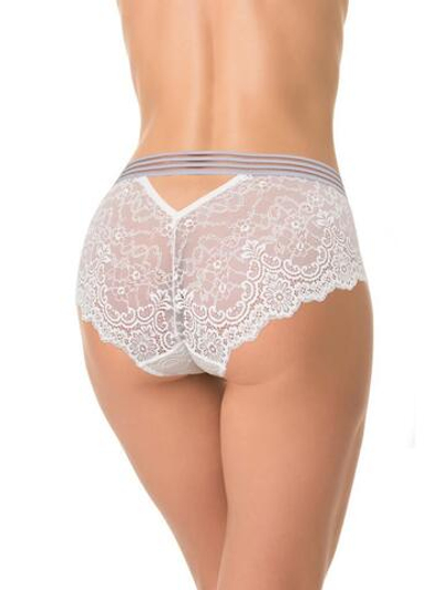 Женские ажурные трусики-слипы (Размер: XL) (Цвет: белый с серым)
