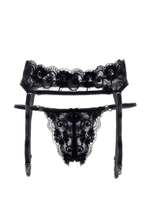Кружевной пояс для чулок и трусики-стринги Tatyana (Размер: 46-48) (Цвет: черный)