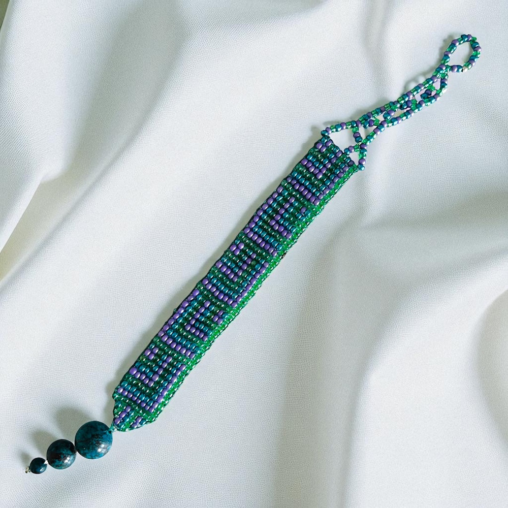 Книжная закладка. Греческий ключ. Бисер и Яшма