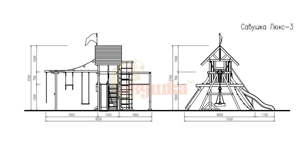 Деревянный игровой комплекс Савушка Lux - 3