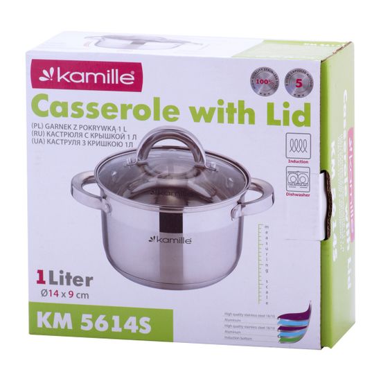 Кастрюля 1 л. из нержавеющей стали Kamille KM 5614S с крышкой