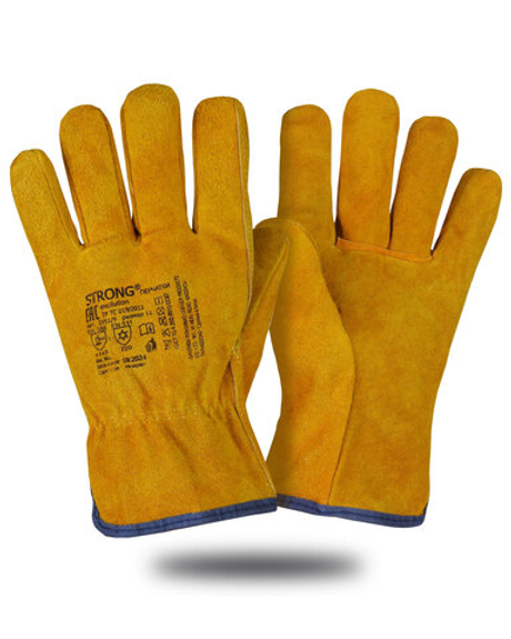 Перчатки утеплен спилковые Драйвер мех искусств. желтый (х1х72) р.10(XL)