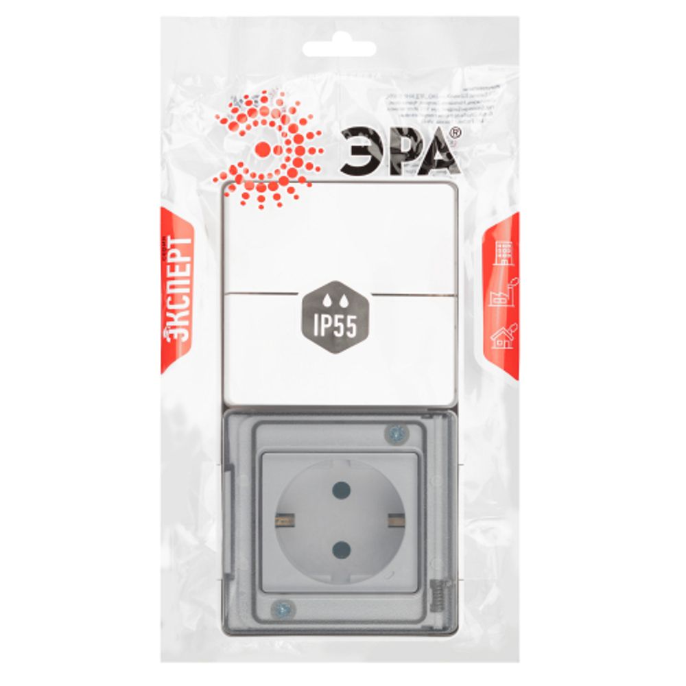 Блок розетка с выключателем ЭРА Эксперт 11-7502-01 двойной IP55 16A 10AX-250В ОУ белый | Эра Эксперт