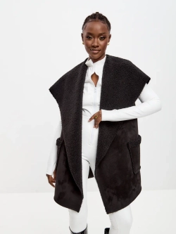 Жилет утепленный меховой оверсайз демисезонный