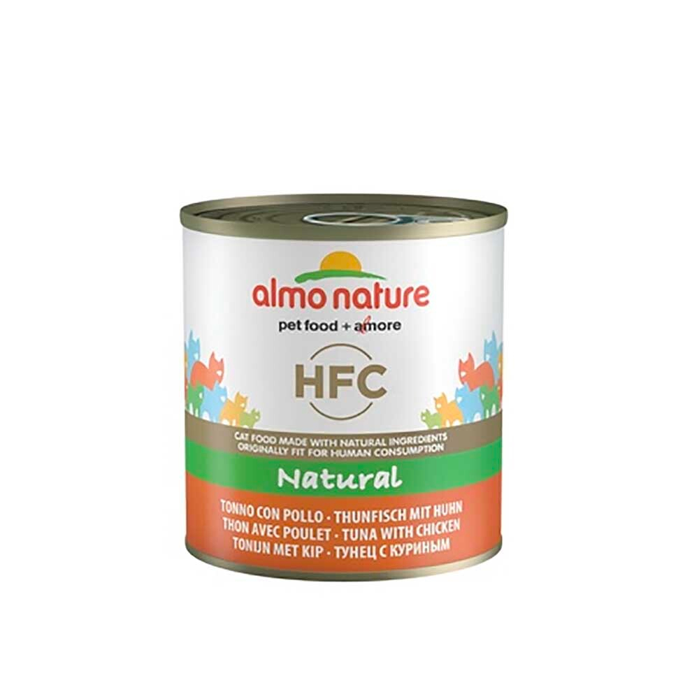 Almo Nature консервы для кошек "HFC Natural" с тунцом и курицей (50% мяса) банка