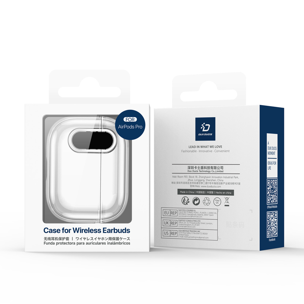 Прозрачный чехол от Dux Ducis для наушников AirPods Pro 2, серия PECL Series Case, в комплекте с карабином