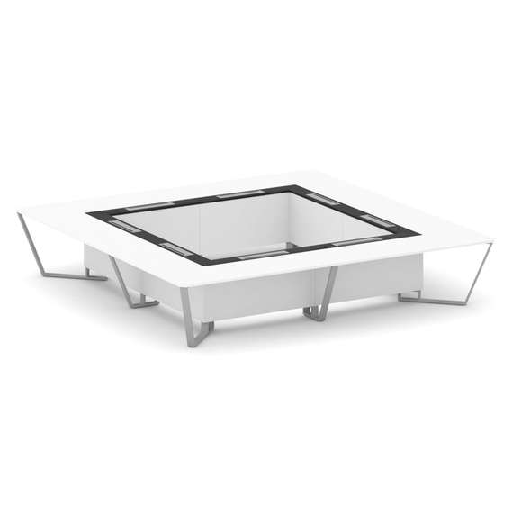 Steel Meet Стол переговорный квадратный KMK-PR.B.SP-20K2 Белый Бриллиант/Графит Глянец/Металл Серый