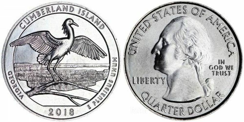 США 25 центов 2018 Квотеры «Парки США» 44 - Национальное побережье острова Кумберленд