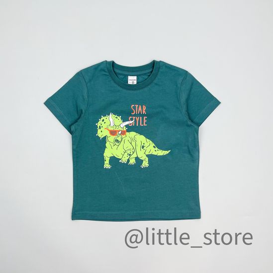 Футболка "Динозавры" хлопковая, Темный малахит