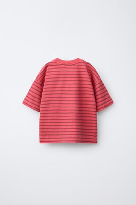 ZARA ФУТБОЛКА В ПОЛОСКУ, ТЕМНАЯ ФУКСИЯ