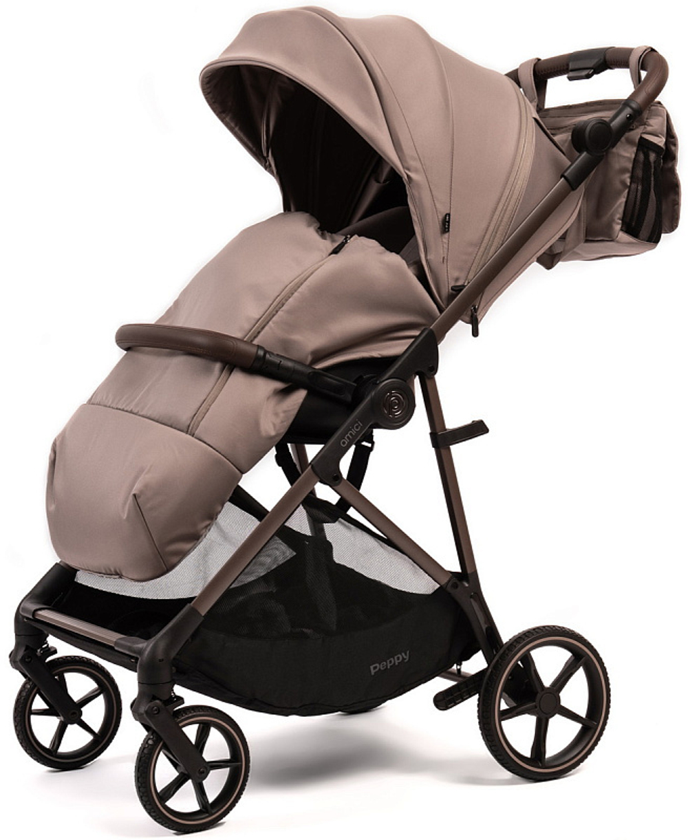 Прогулочная коляска Peppy Amici с автокреслом First Black Sandstone рама Greige