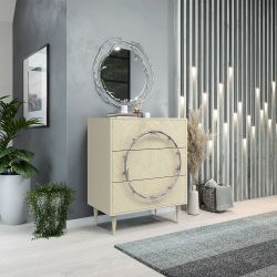 Комод Арт Колор leaves Классик Сильвер с 3 ящиками Серый шелк