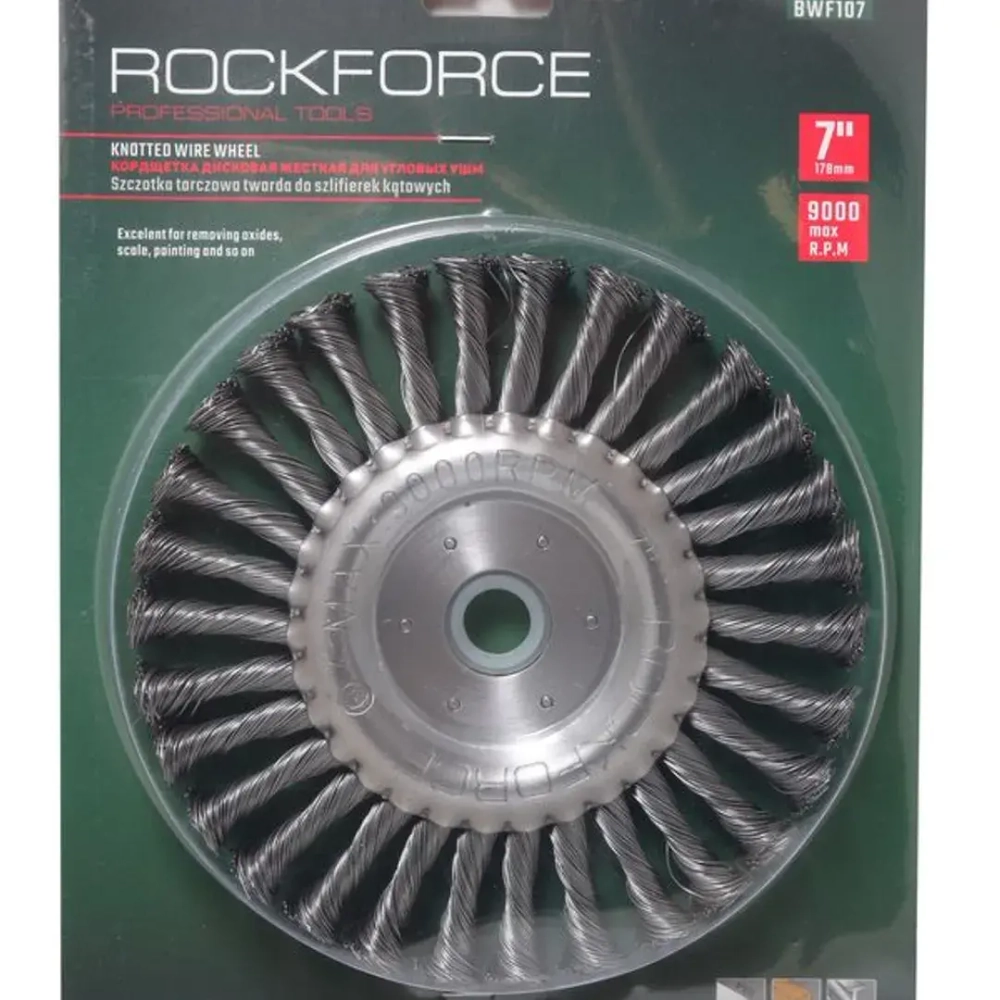 Кордщетка дисковая стальная витая для УШМ 175мм, в блистере RockForce##Rock FORCE RF-BWF107