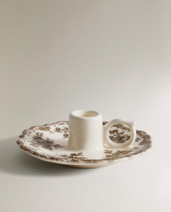 Zara Home Подсвечник из фаянса, цвет тёмно-зелёный, 16 см