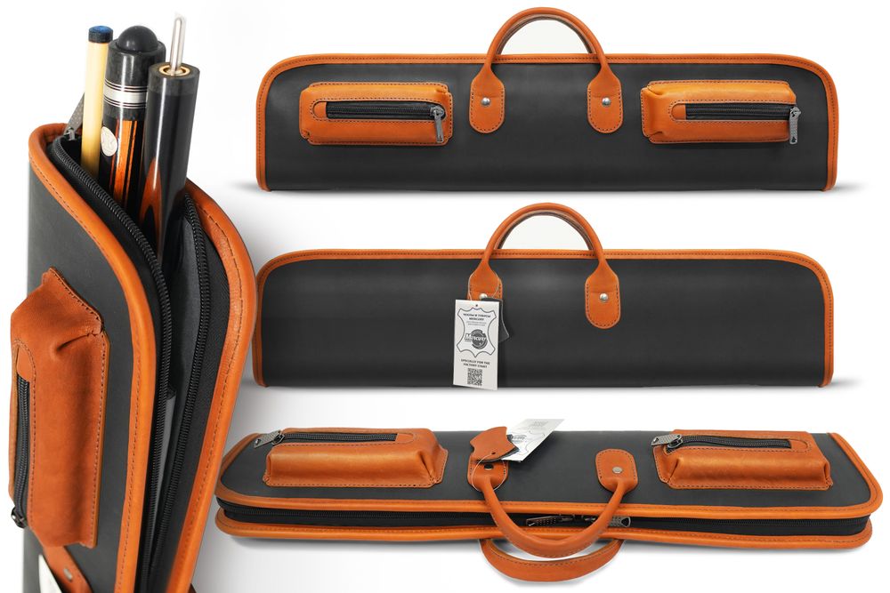 Чехол на 3-х составной кий Милан (коричнево-оранжевый)