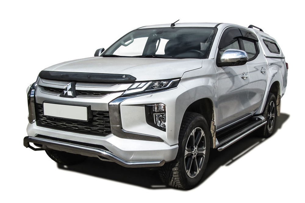 Защита переднего бампера (нержавейка) Mitsubishi L-200 (2018-2023) d57 волна