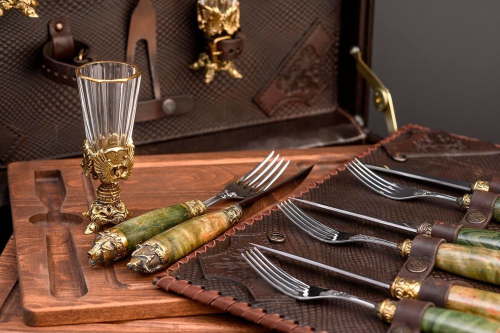 Набор для стейков "Премиум, Карельская береза"