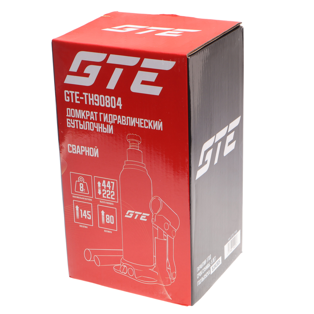 Домкрат бутылочный 8т 222-447мм GTE
