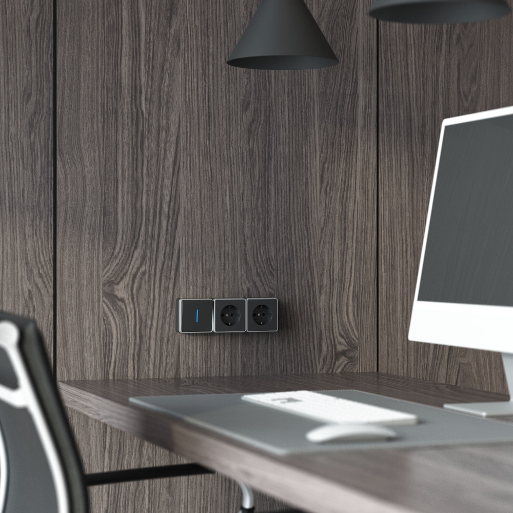 Выключатель одноклавишный с подсветкой Gallant черный с серебром W5010134 W5010134