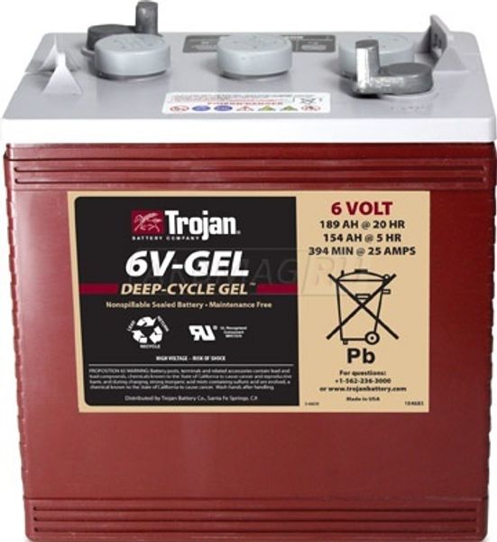 Тяговый аккумулятор TROJAN 6V-GEL 6V 189A  универс. пол. 189 Ач