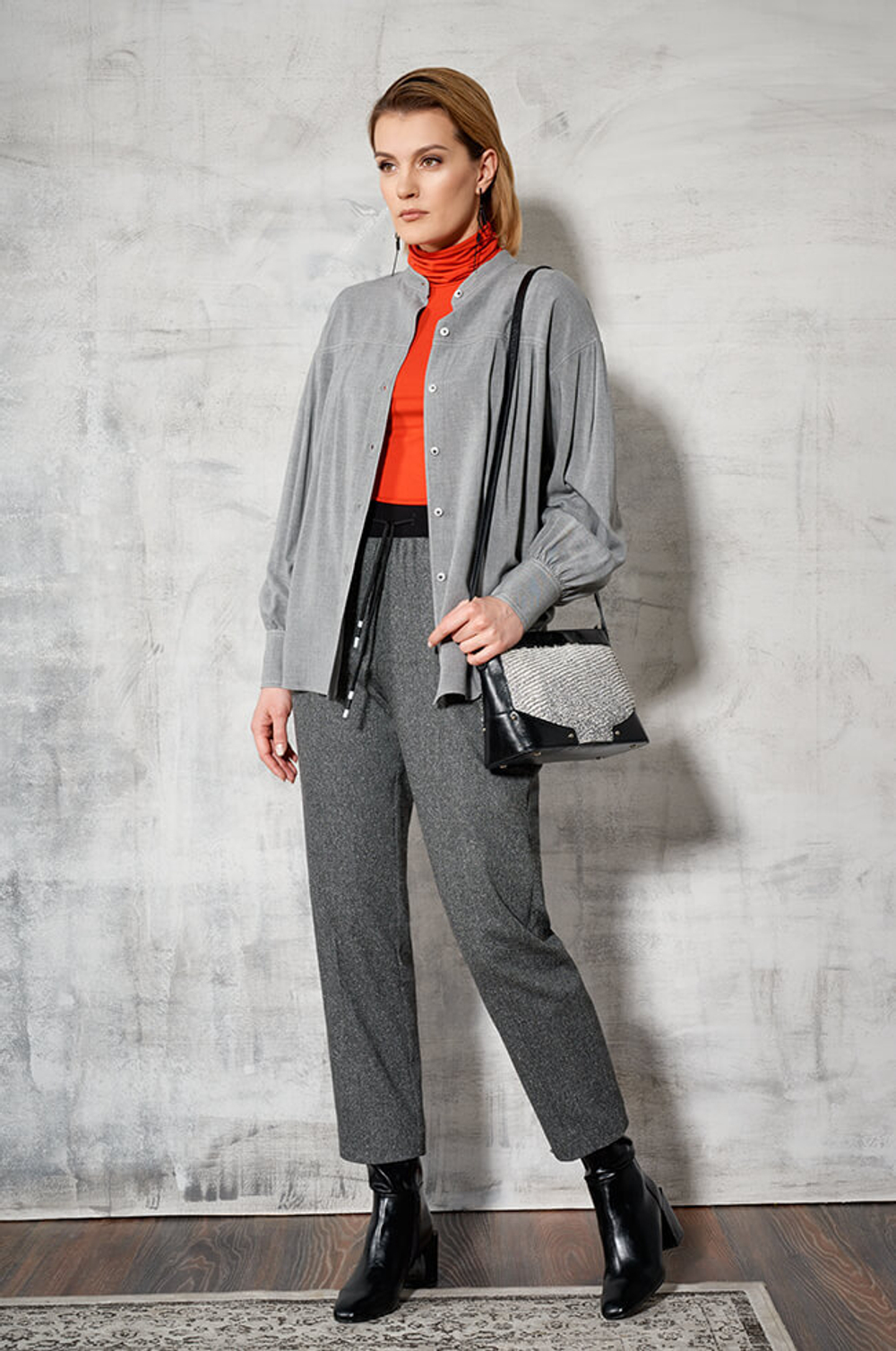 3849 Брюки женские (серый меланж)