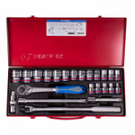 Набор торцевых головок с принадлежностями 1/2&quot;, двенадцатигранные, 3/8&quot;-1&1/4&quot;, 23 предмета KING TONY 4031SR