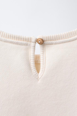 ZARA ТОЛСТОВКА С БАНТОМ ИЗ ВЕЛЬВЕТА, ЭКРЮ/БЕЖЕВЫЙ