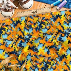 Ткань атлас отражение осени в реке