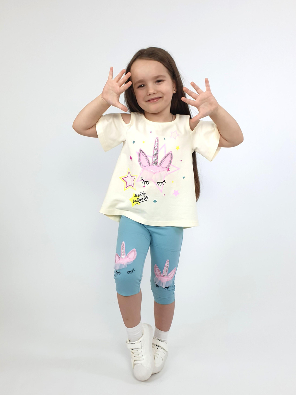 02-124-7 Комплект для девочки (джемпер+ лосины)