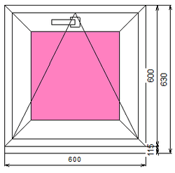 Пластиковое окно 600 х 600 фрамуга (форточка) ТермА Эко
