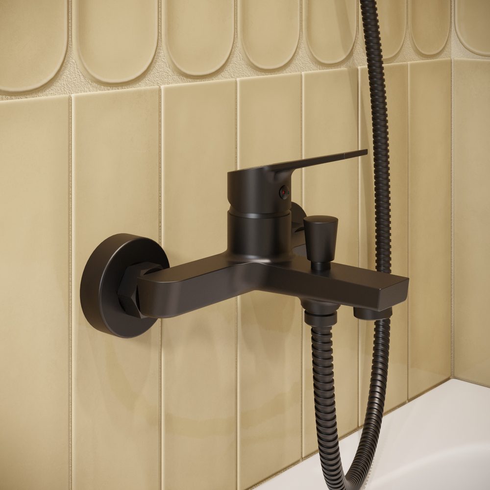 Смеситель для ванны с душем STWORKI Кронборг S28100BK матовый чёрный