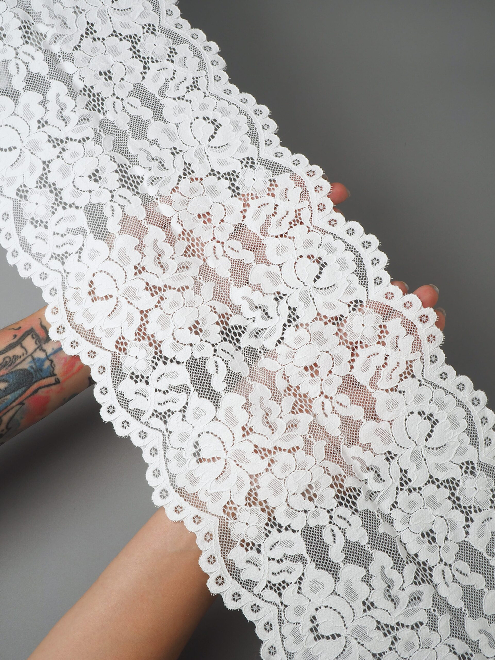 Эластичное кружево теплое белое плотное ширина 21 см