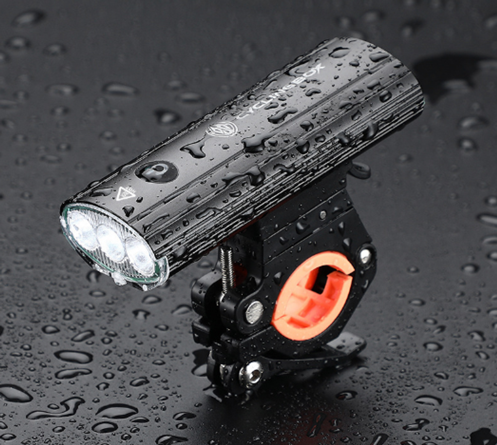 Фара Cyclingbox 1806 передняя с подзарядкой, LED 3*XML, 3000 mAh