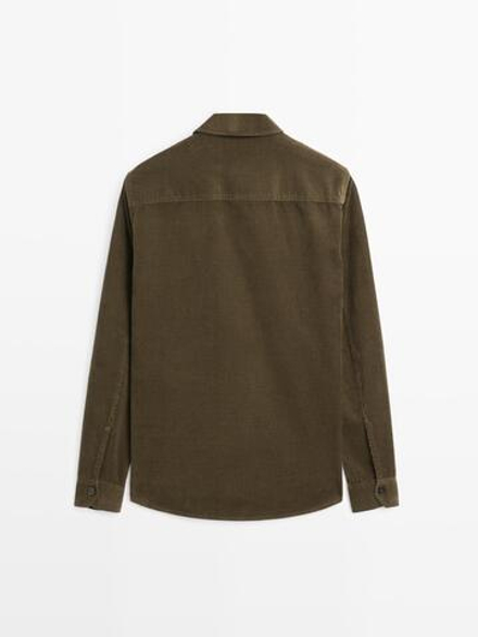 Massimo Dutti Вельветовая куртка-рубашка с карманами, фисташковый