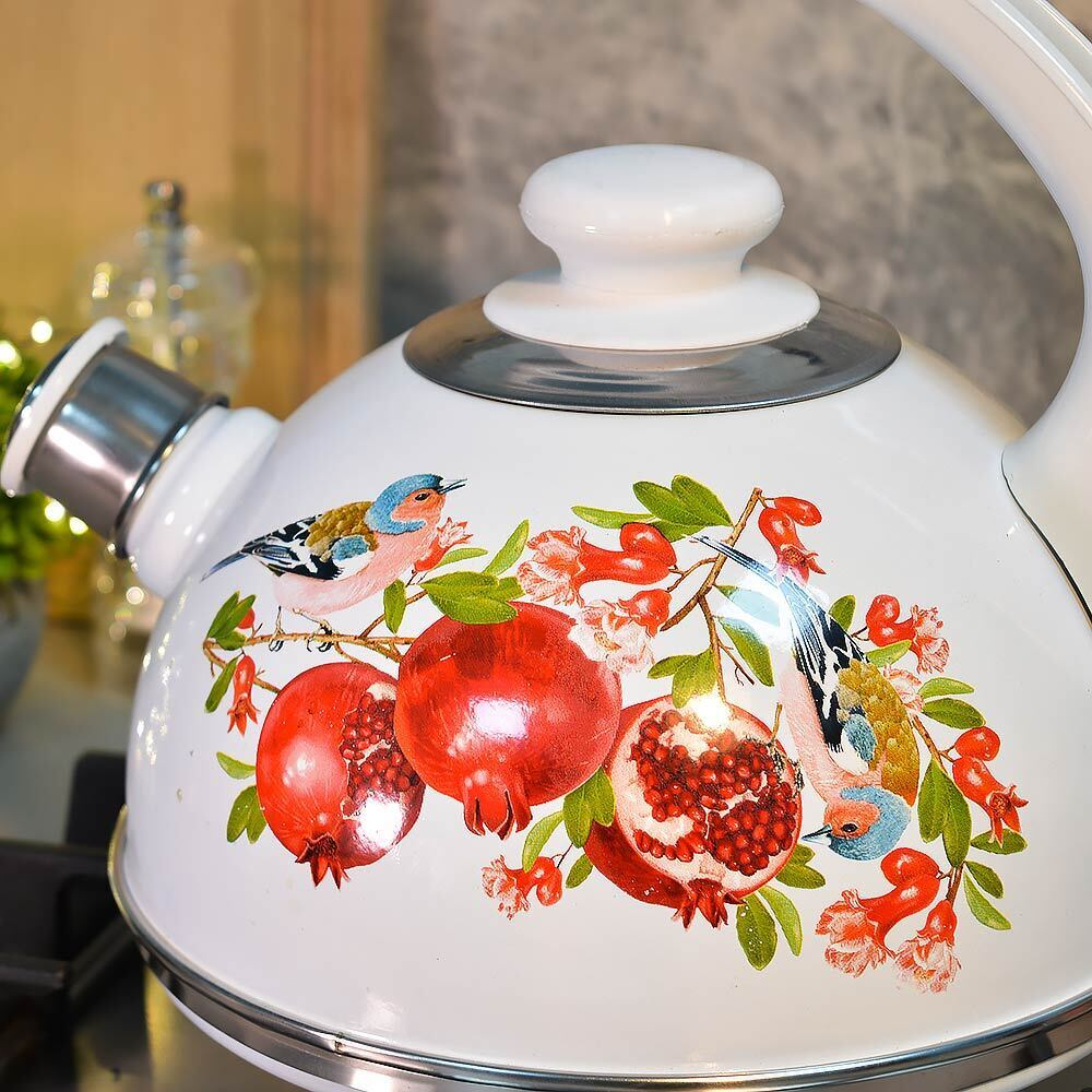 Чайник 2,5л со свистком, консольная ручка, белый "Гранат"