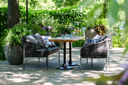 "Лугано" диван 3-местный плетеный из роупа, каркас алюминий темно-серый (RAL7024) муар, роуп темно-серый круглый, ткань темно-серая YB25-0027