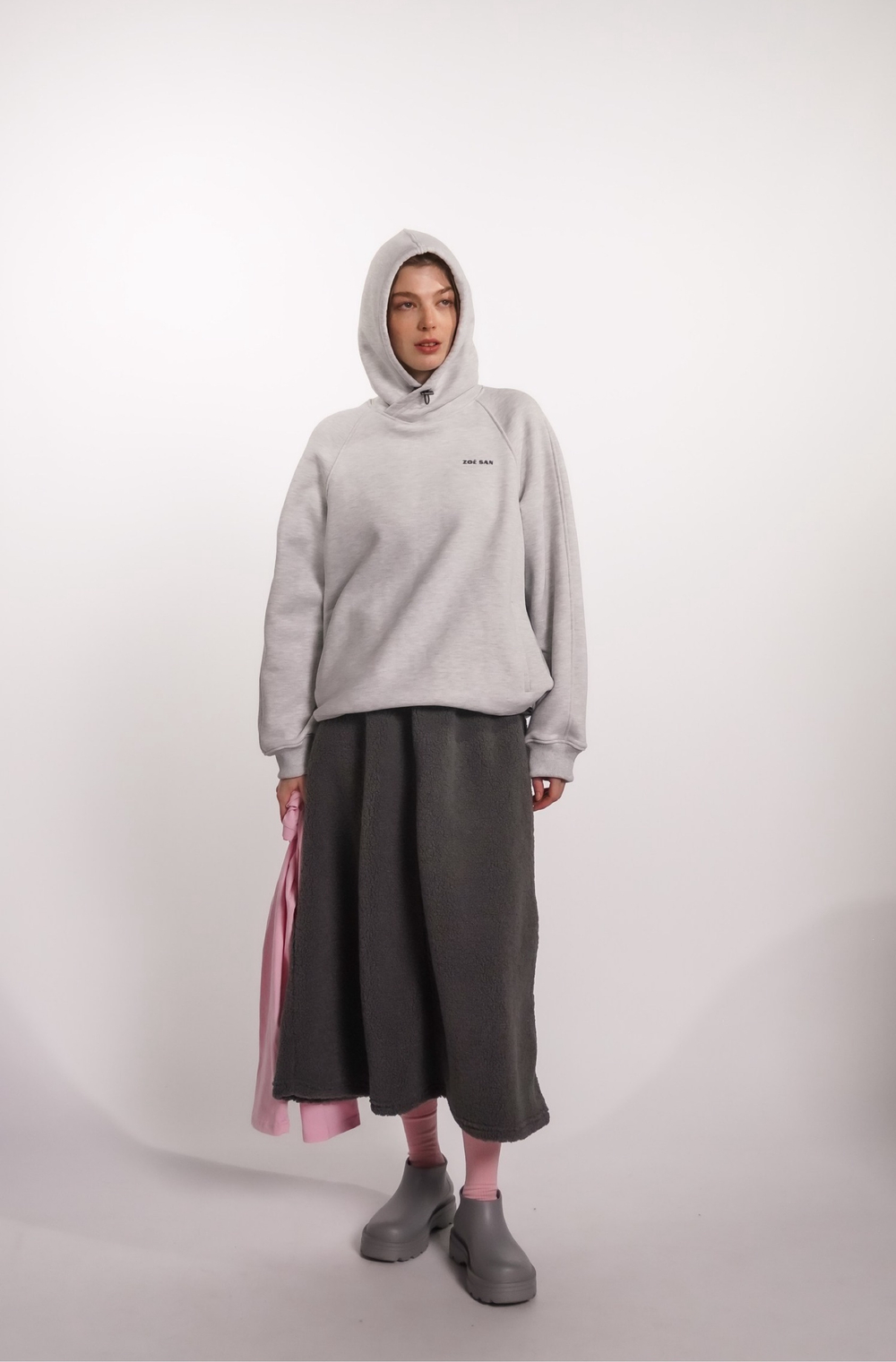 Худи 2.0 из плотного футера без начеса, светло-серый меланж