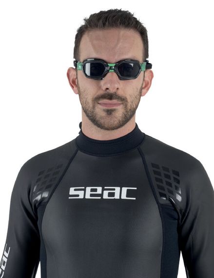 Очки для плавания Seac Aquatech тонированные стекла черный/зеленый