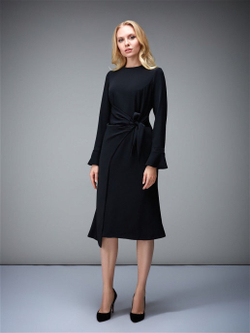 Платье чёрное с декором на талии 16-01-19FW