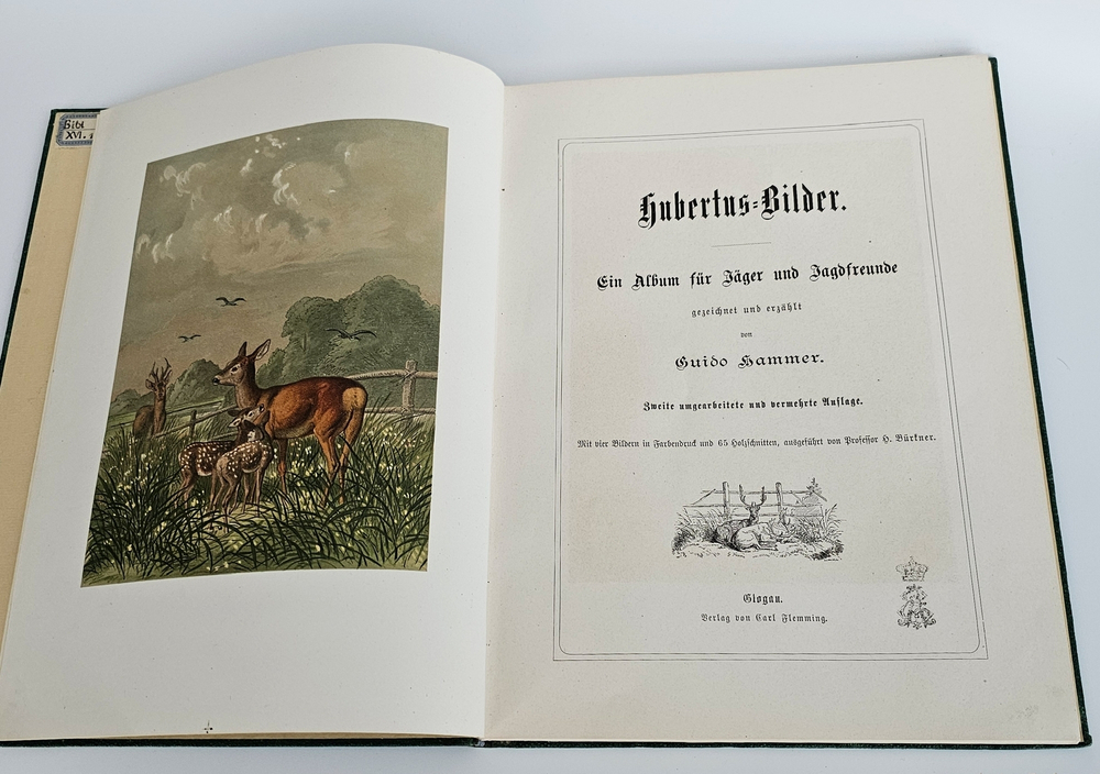 "Hubertus-Bilder. Ein Album für Jäger und Jagdfreunde gezeichnet und erzählt von Guido Hammer (Картины Хубертуса. Альбом для охотников и любителей охоты, нарисованный и озвученный Гвидо Хаммером.)". 0г.
