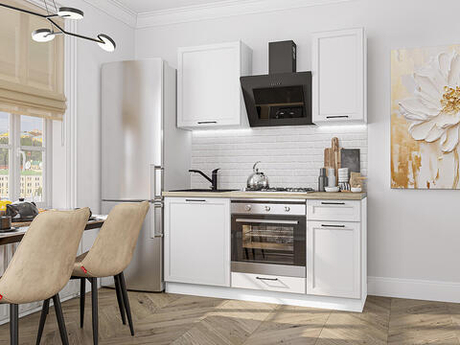 Прямая модульная кухня Барселона-06 Белый - Белый 2140*1600*600