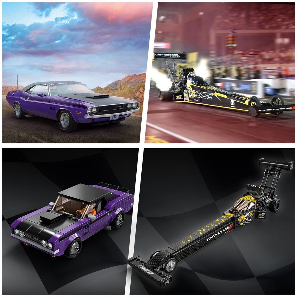 LEGO Speed Champions 76904 Mopar Dodge SRT Top Fuel Dragster and 1970 Dodge Challenger T A 76904 Layon.ru