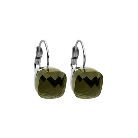 Серьги Qudo Firenze olive 304003 G/S цвет серебряный, зеленый