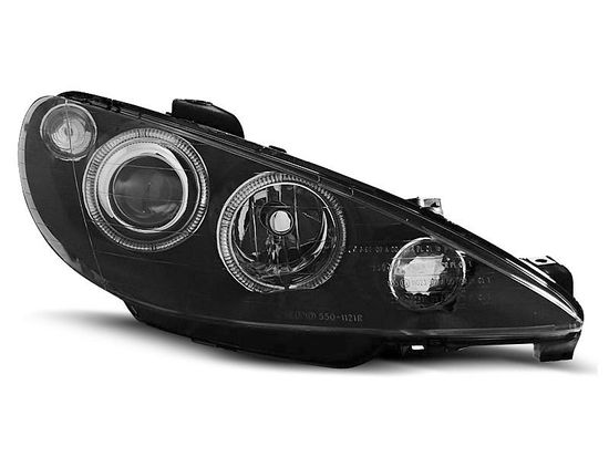 Передние фары angel eyes black для Peugeot 206 2002-