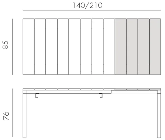Стол металлический раздвижной Rio Alu 140-210х85 см, белый