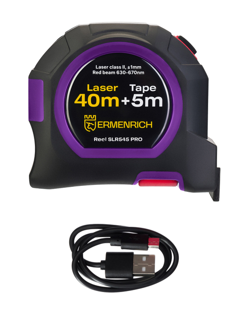 Рулетка с лазерным дальномером Ermenrich Reel SLR545 PRO, фиолетовый