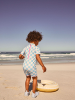 Купальник слитный на молнии для девочки Next AJ6-914, Голубой, Молочный